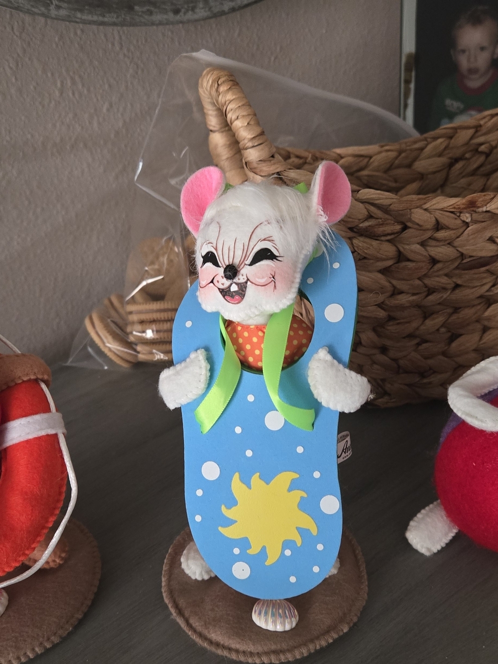 Handcrafted Blue Mouse Summer Flip-Flop  Beachball Lifeguard